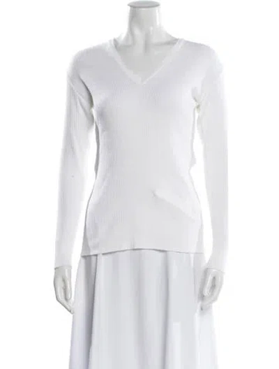 Pre-owned Cacharel V-neck Long Sleeve Top In White