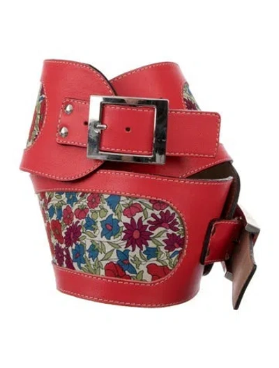 Pre-owned Cacharel Wide Leather Waist Belt In Red