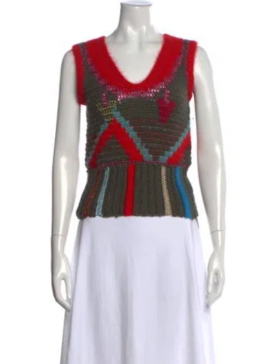 Pre-owned Cacharel Wool Patterned Top In Red