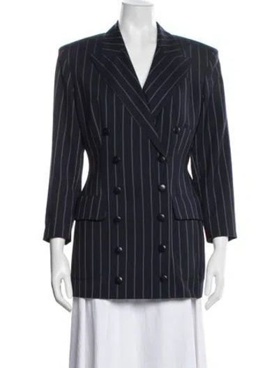 Pre-owned Cacharel Wool Striped Coat In Blue