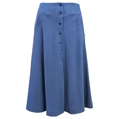 Pre-owned Cacharel Wool Twill A Line Skirt In Blue