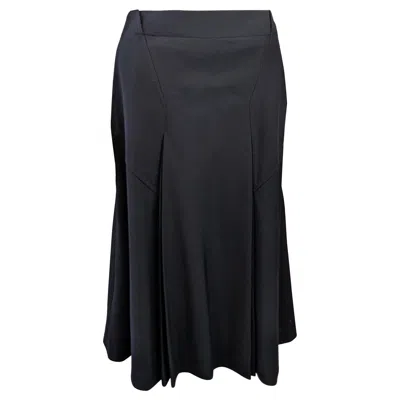 Pre-owned Cacharel Wool Twill Pleated A Line Skirt In Black