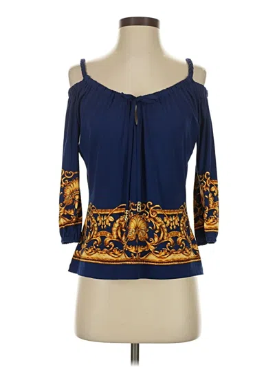 Pre-owned Caché 3/4 Sleeve Blouse In Blue