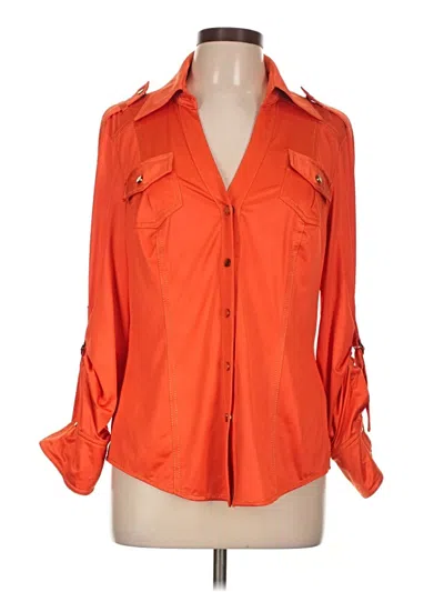 Pre-owned Caché 3/4 Sleeve Blouse In Orange
