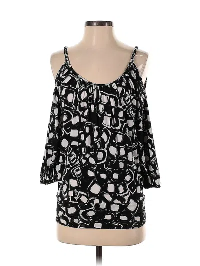 Pre-owned Caché 3/4 Sleeve Top Black Cold Shoulder Neckline Tops