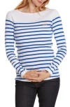 Cache Coeur Benodet Sailor Long Sleeve Maternity/nursing Top In White/ Blue