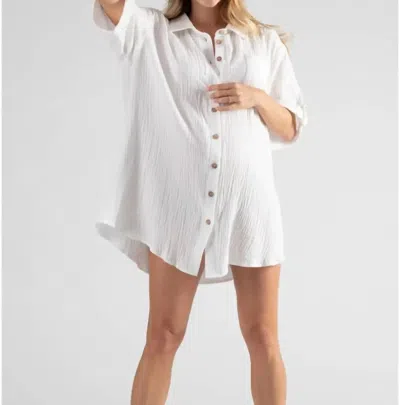 Cache Coeur Bertille Maternity And Nursing Beach Dress In White