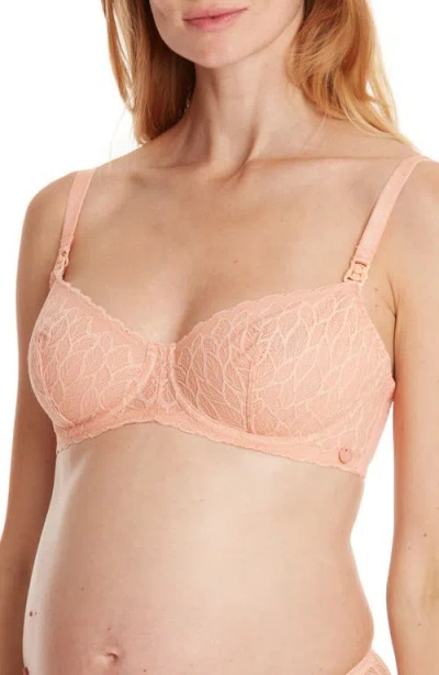 Cache Coeur Bliss Lace Maternity/nursing Bra In Peach