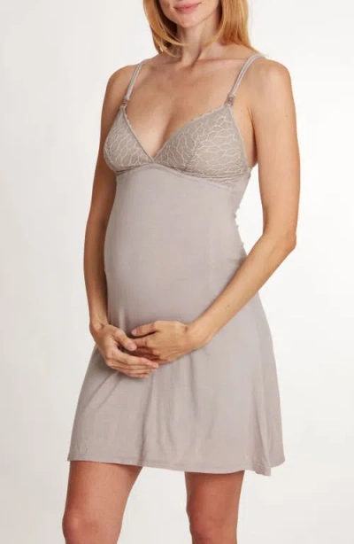 Cache Coeur Bliss Maternity And Nursing Nightie In Brown