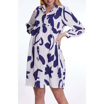 Cache Coeur Calliope Long Sleeve Maternity/nursing Dress In White Multi