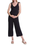 Cache Coeur Canyon Organic Cotton Gauze Maternity/nursing Jumpsuit In Black