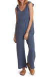 Cache Coeur Canyon Organic Cotton Gauze Maternity/nursing Jumpsuit In Midnight Blue