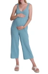 Cache Coeur Canyon Organic Cotton Gauze Maternity/nursing Jumpsuit In Ocean