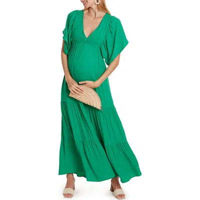 Cache Coeur Claudette Maternity Maxi Dress In Green