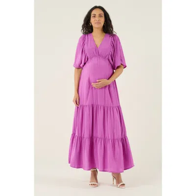 Cache Coeur Claudette Maternity Maxi Dress In Purple