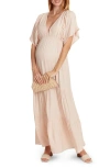 Cache Coeur Claudette Maternity Maxi Dress In Sand