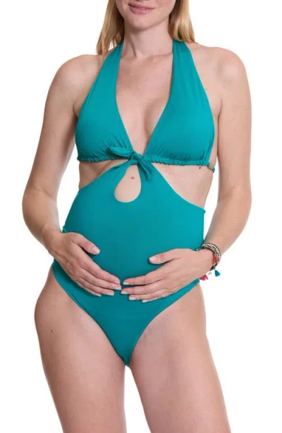 Cache Coeur Faro Convertible Maternity Swimsuit In Emerald