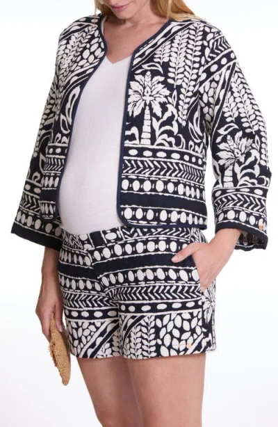 Cache Coeur Java Jacquard Maternity Jacket In Black/white Multi