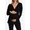 Cache Coeur Louna Long Sleeve Maternity/nursing Sleep Top In Black