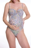 Cache Coeur Mandala Cutout One-piece Maternity Swimsuit In Purple Multicolor