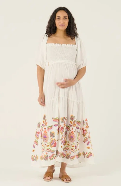 Cache Coeur Maternity And Nursing Behemian Style Smock Long Dress Mila In Multi