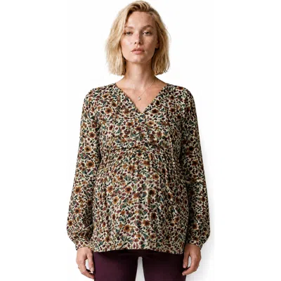 Cache Coeur Maternity & Nursing Blouse Tess In Brown