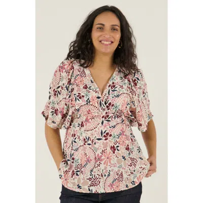 Cache Coeur Maternity And Nursing Butterfly Sleeve Blouse Bella In Multi