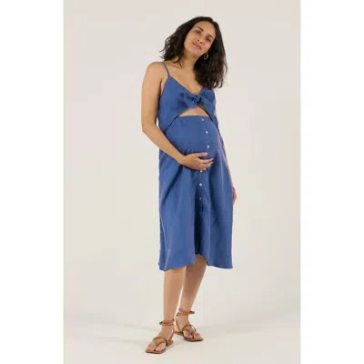 Cache Coeur Maternity And Nursing Knot Dress Nolwenn In Blue