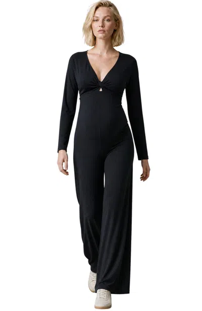 Cache Coeur Maternity & Nursing Long Sleeve Jumpsuit Valentina In Black