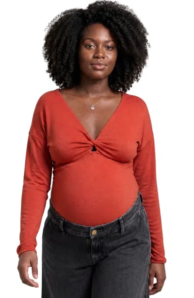 Cache Coeur Maternity & Nursing Long Sleeve T-shirt Tina In Orange