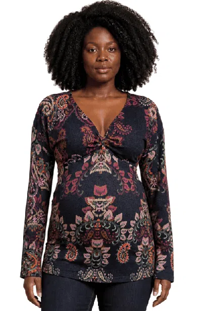 Cache Coeur Maternity & Nursing Long Sleeve T-shirt Tina In Multi