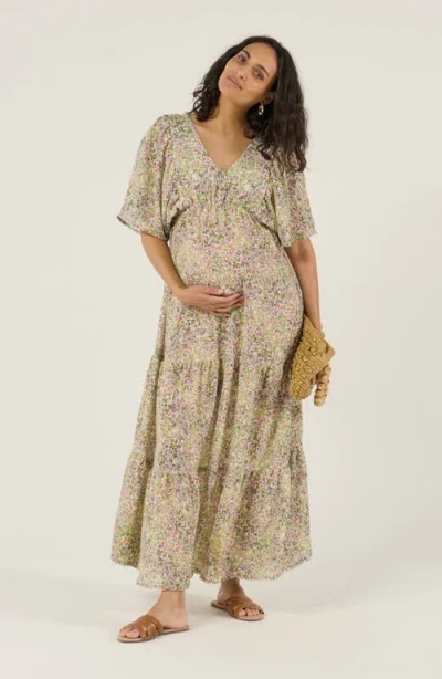 Cache Coeur Maternity And Nursing Maxi Bohemian Dress Juliette In Multi