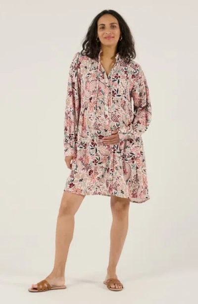 Cache Coeur Maternity And Nursing Shirt Shirt Dress Capucine In Multi