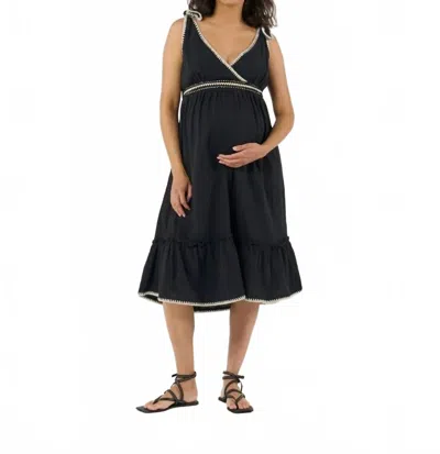 Cache Coeur Maternity Gaia Nursing Bohemian Midi Dress In Black