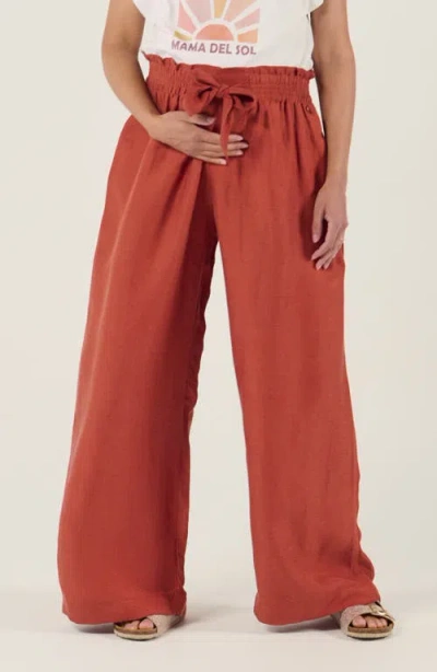 Cache Coeur Maternity Twill Smock Pants Sahel In Brown