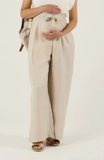 Cache Coeur Maternity Twill Smock Pants Sahel In Brown
