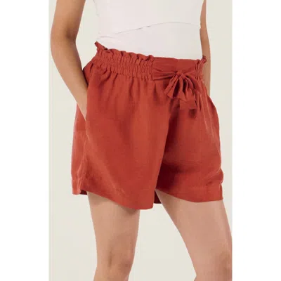 Cache Coeur Maternity Twill Smock Shorts Nubie In Brown