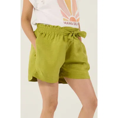 Cache Coeur Maternity Twill Smock Shorts Nubie In Green