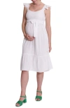 Cache Coeur Melody Organic Cotton Gauze Maternity/nursing Midi Dress In White