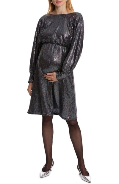 Cache Coeur Mia Maternity/nursing Dress In Blue