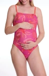 Cache Coeur Nori One-piece Maternity Swimsuit In Pink Multi