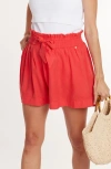 Cache Coeur Nubie Smocked Twill Maternity Shorts In Mango