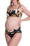 Cache Coeur Odeon Multifit Two-piece Maternity Swimsuit In Black Multi
