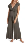 Cache Coeur Origin Maternity/nursing Jumpsuit In Khaki