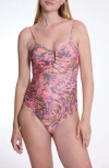 Cache Coeur Paradise One-piece Maternity Swimsuit In Pink Multi