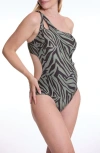 Cache Coeur Safari One-shoulder One-piece Maternity Swimsuit In Animal Print
