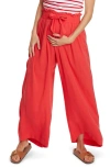 Cache Coeur Sahel Smocked Twill Maternity Pants In Coral