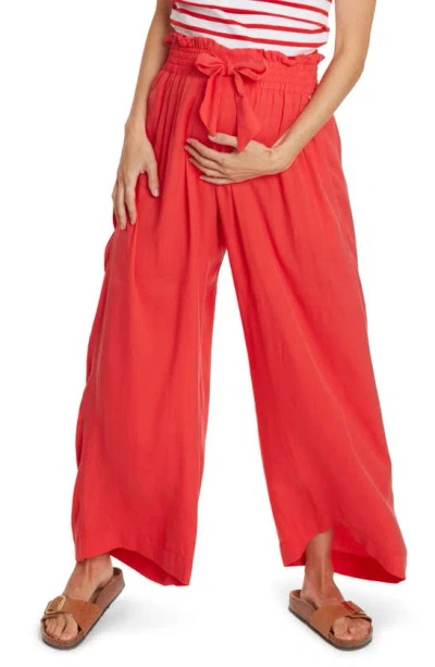 Cache Coeur Sahel Smocked Twill Maternity Pants In Coral