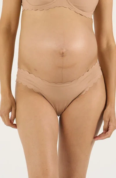 Cache Coeur Skin Low Waist Maternity Tanga In Brown