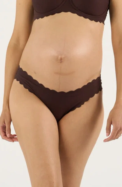 Cache Coeur Skin Low Waist Maternity Tanga In Brown